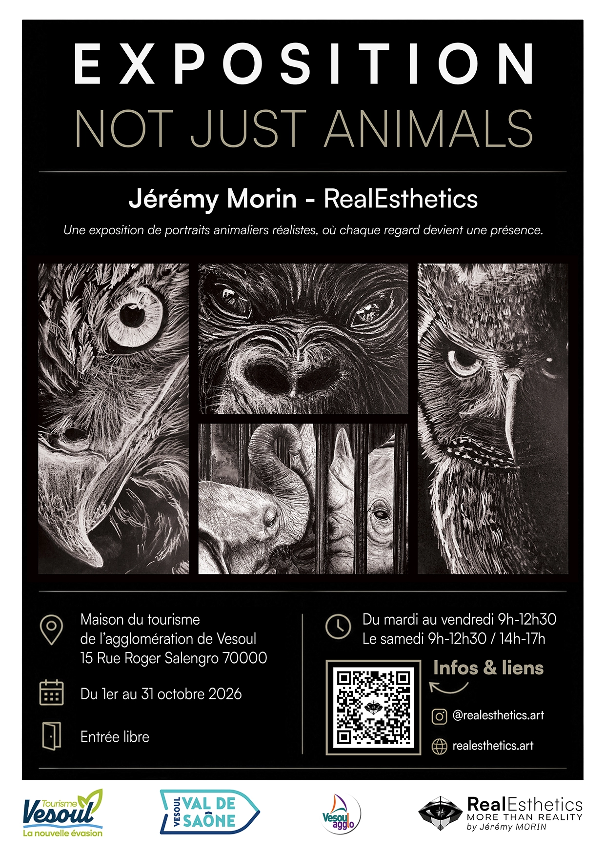 Affiche de l'exposition Not Just Animals à la Maison du Tourisme de Vesoul